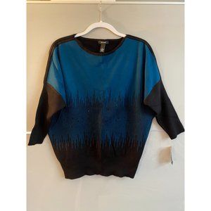NWT Alfani Teal & Black Beaded Sweater